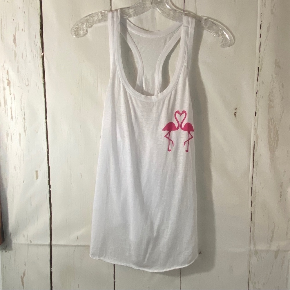 Chaser Sz Medium White‎ Flamingo Tank Tee NEW